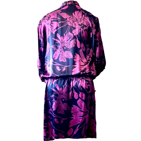 Sisley Silk Printed Mini Dress, Purple, Large - Picture 6 of 11